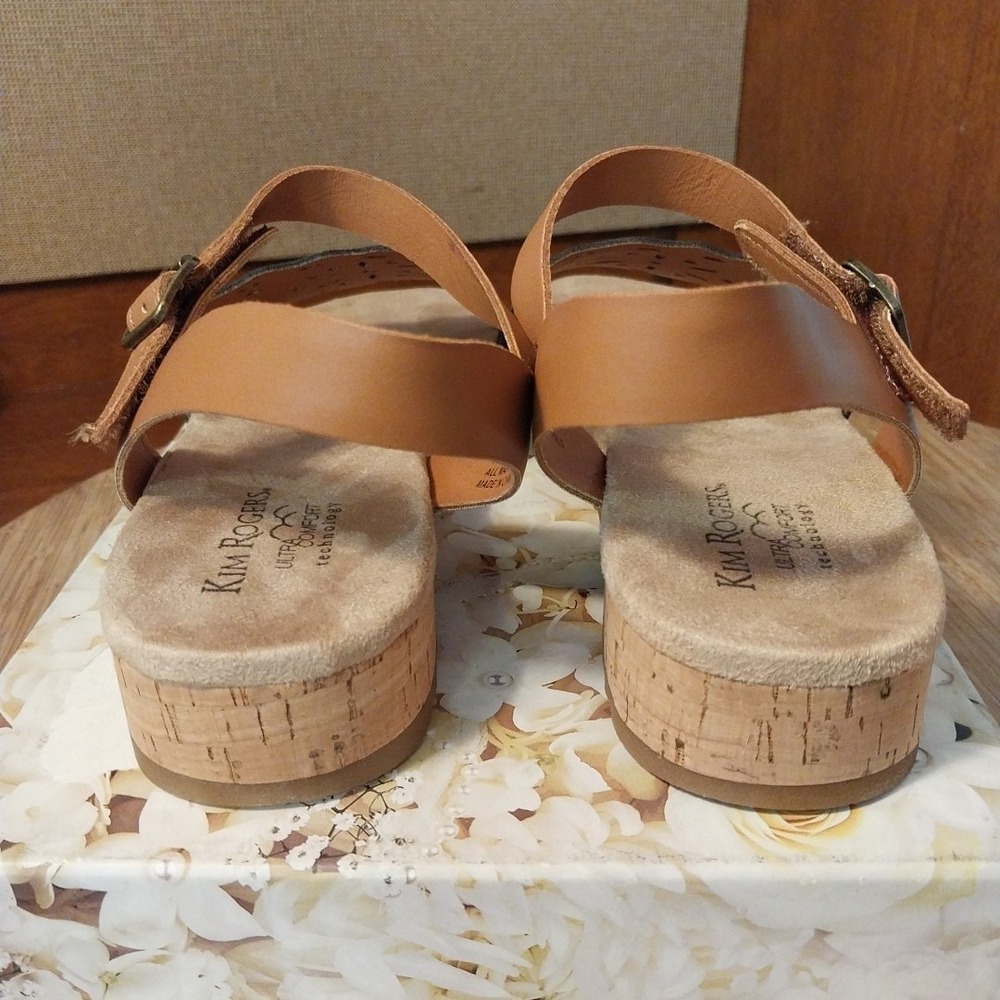 Kim Rogers Ultra Comfort Hayward Blue Sandals Size 8M Cork Soles Summer Strap EC - Picture 9 of 11